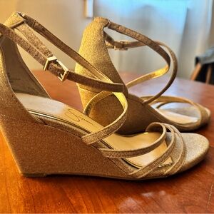 Jessica Simpson Gold Wedge Sandals